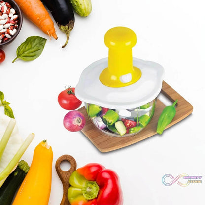 Hand Press Fruits and Vegetable 2 in 1 Push Chopper for Kitchen, 3 Sharp Stainless Steel Blades (1600Ml) - infinityexculsivestore.com