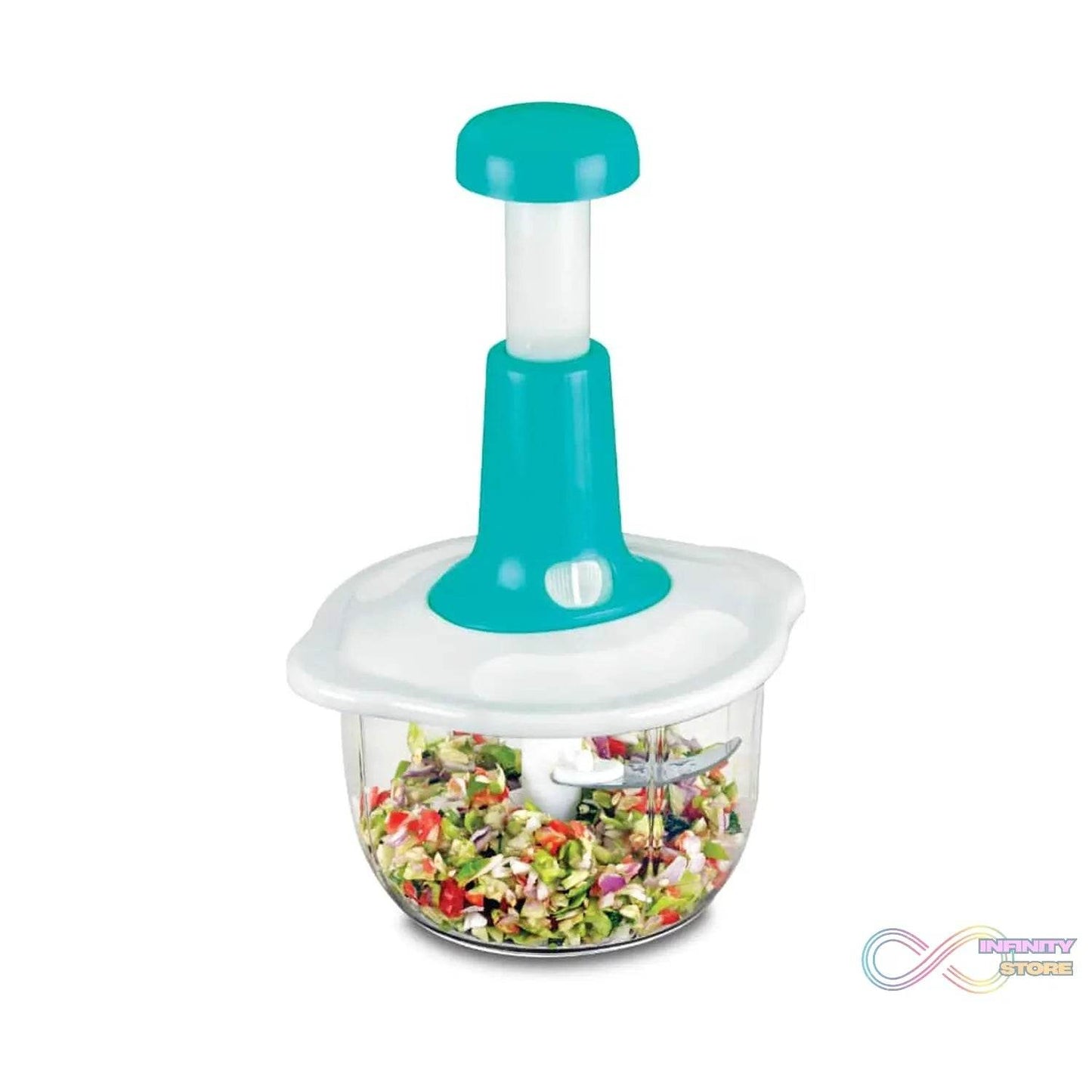 Hand Press Fruits and Vegetable 2 in 1 Push Chopper for Kitchen, 3 Sharp Stainless Steel Blades (1600Ml) - infinityexculsivestore.com