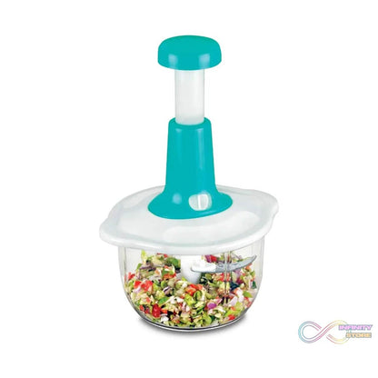 Hand Press Fruits and Vegetable 2 in 1 Push Chopper for Kitchen, 3 Sharp Stainless Steel Blades (1600Ml) - infinityexculsivestore.com