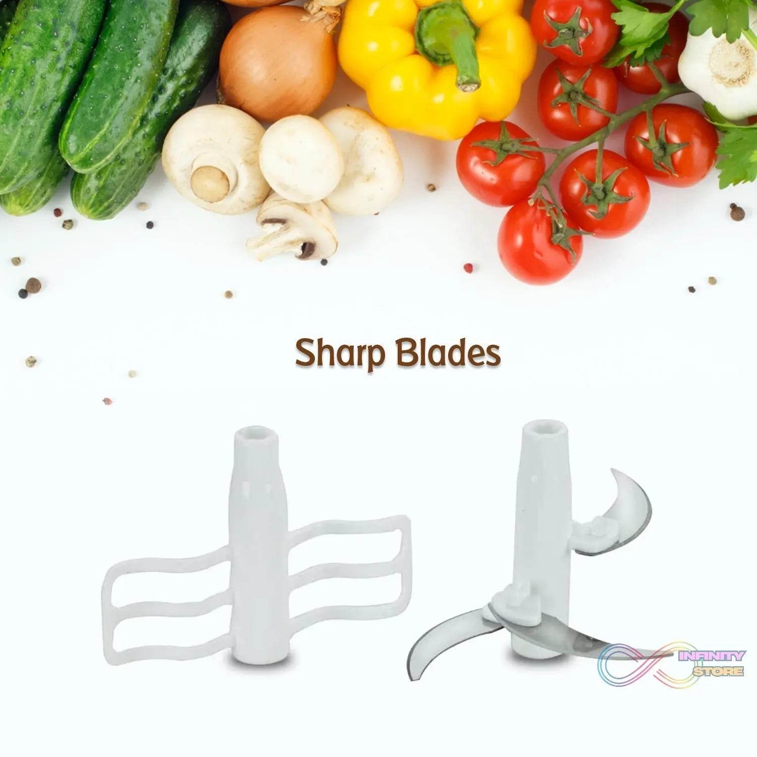 Hand Press Fruits and Vegetable 2 in 1 Push Chopper for Kitchen, 3 Sharp Stainless Steel Blades (1600Ml) - infinityexculsivestore.com