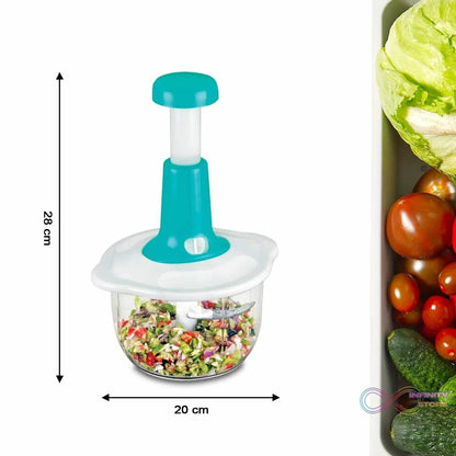 Hand Press Fruits and Vegetable 2 in 1 Push Chopper for Kitchen, 3 Sharp Stainless Steel Blades (1600Ml) - infinityexculsivestore.com