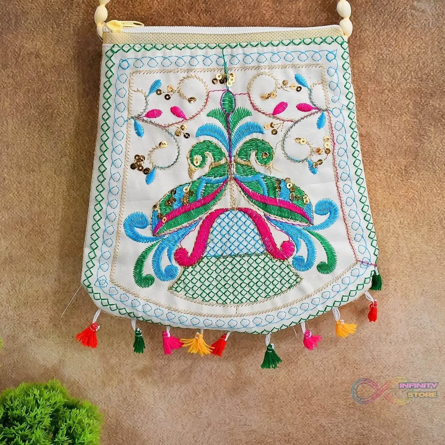 Handcrafted Cotton Embroidered Shoulder Bag / Purse for Girls & women (1 Pc / 9 Inch / Mix Desing) - infinityexculsivestore.com