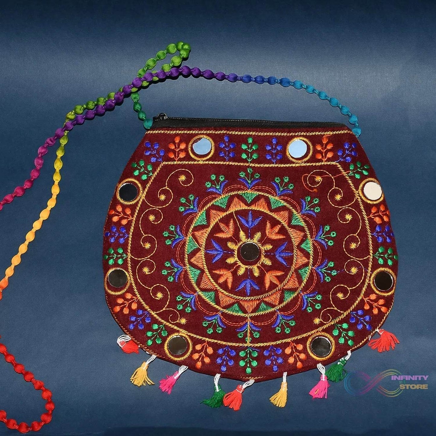 Handcrafted Cotton Embroidered Shoulder Bag / Purse for Girls & women (1 Pc / 9 Inch / Mix Desing) - infinityexculsivestore.com