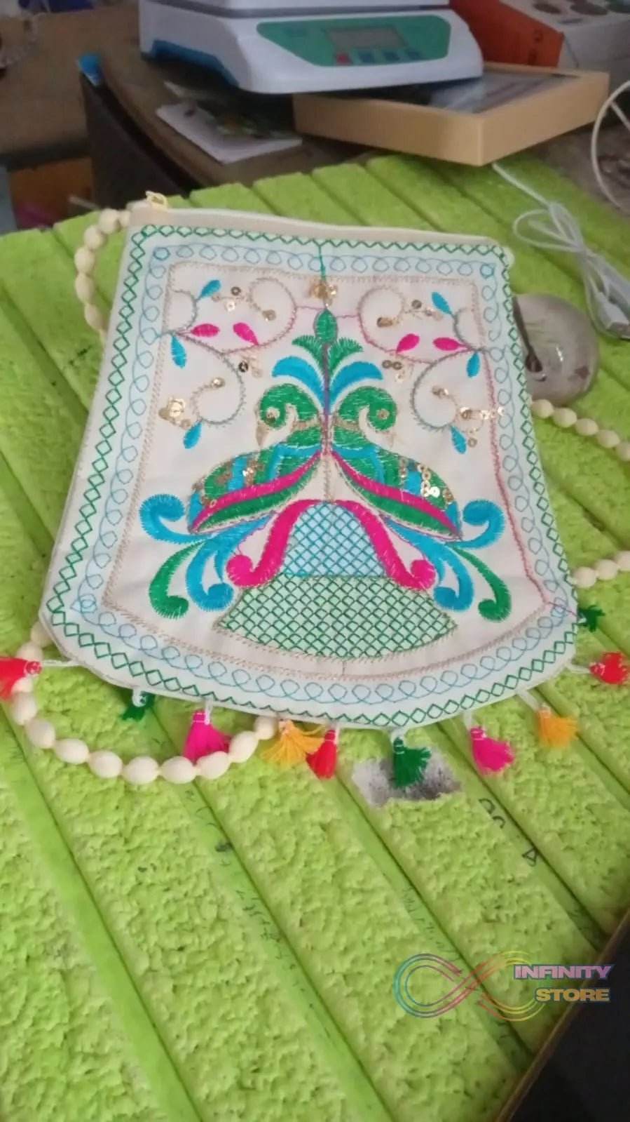 Handcrafted Cotton Embroidered Shoulder Bag / Purse for Girls & women (1 Pc / 9 Inch / Mix Desing) - infinityexculsivestore.com