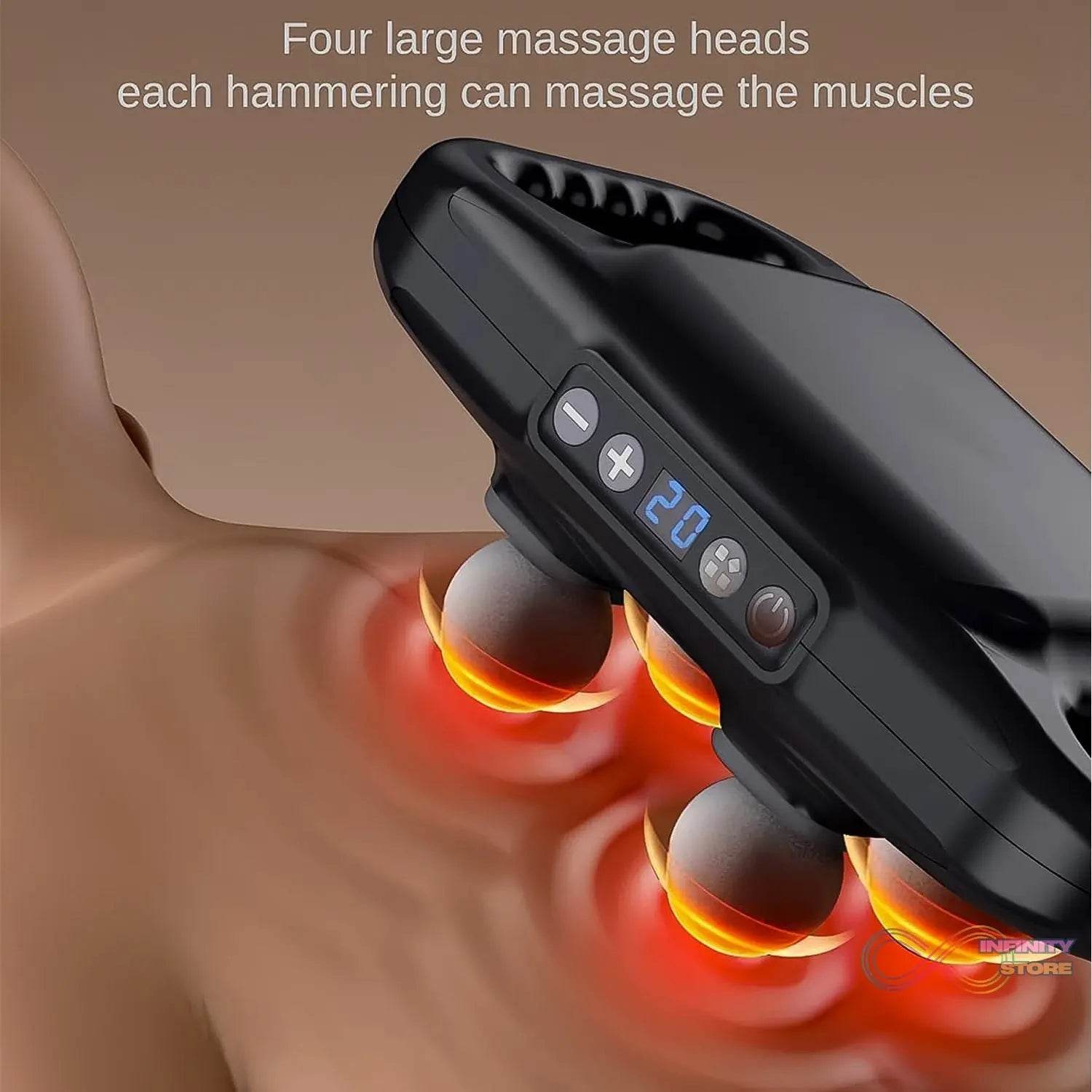 Handheld Full Body Massager 4-Head Massage Gun (1 Pc / Mix Color) - infinityexculsivestore.com