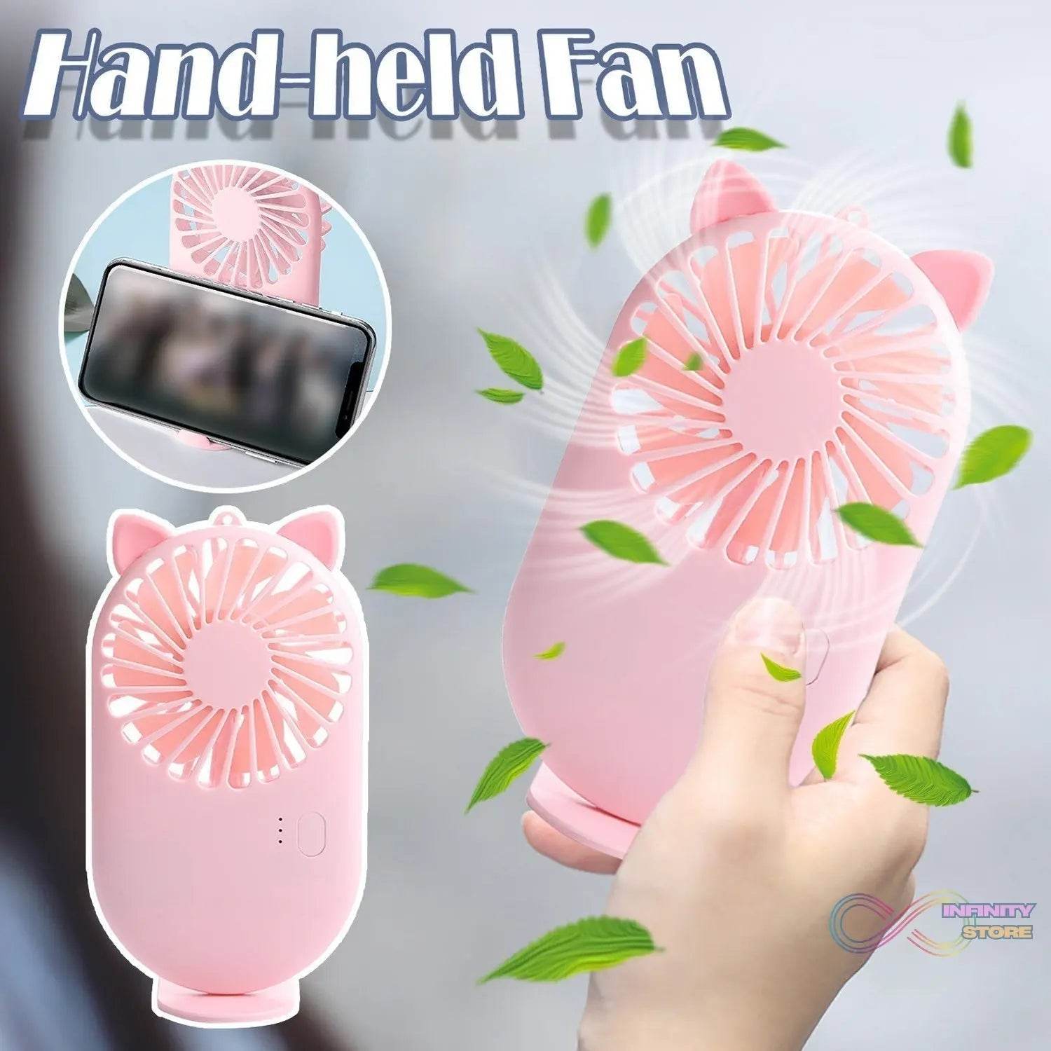Handheld Mini Fan - USB Personal Fan with Bracket, Pocket-Sized Desktop Fan (Battery Not Included) - infinityexculsivestore.com