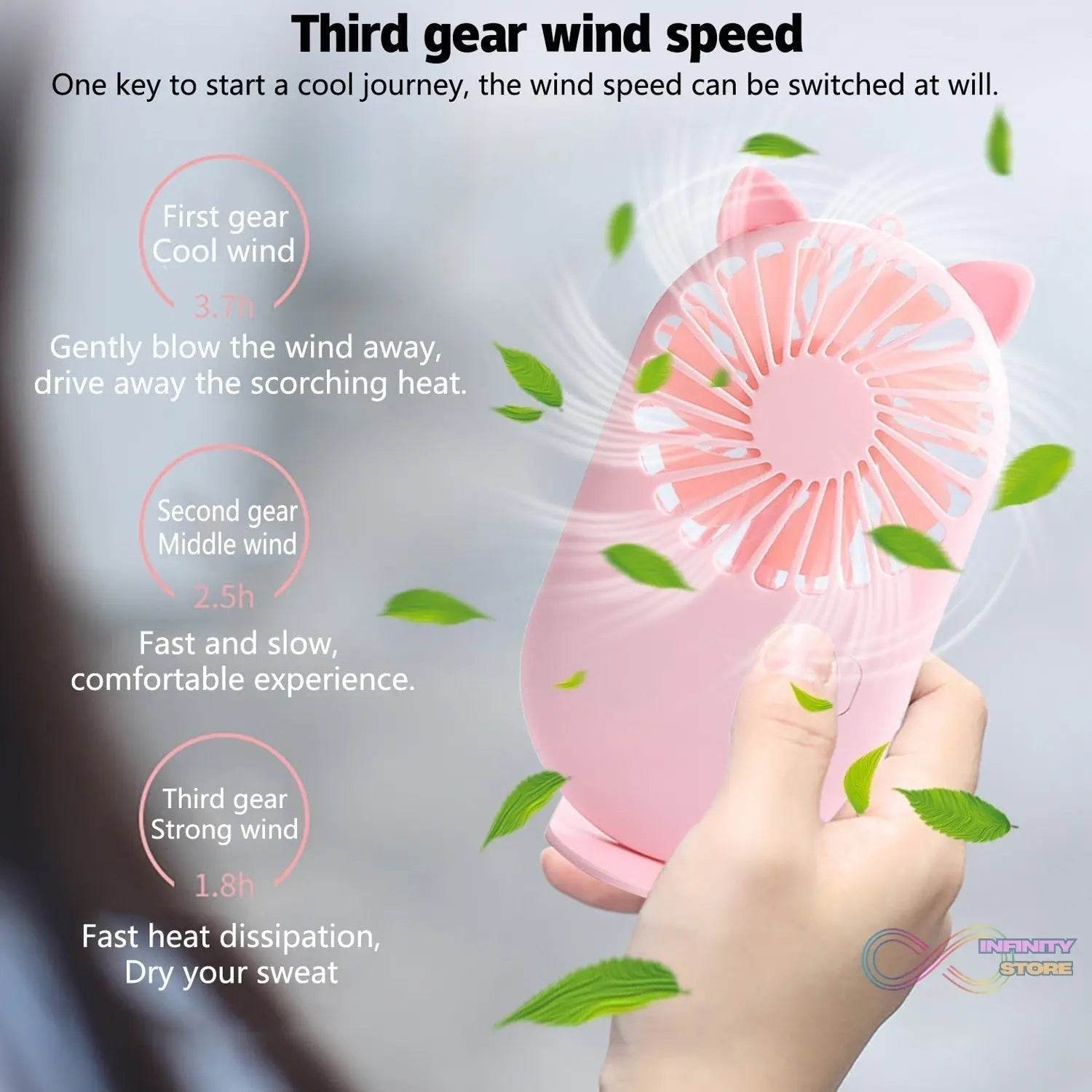 Handheld Mini Fan - USB Personal Fan with Bracket, Pocket-Sized Desktop Fan (Battery Not Included) - infinityexculsivestore.com