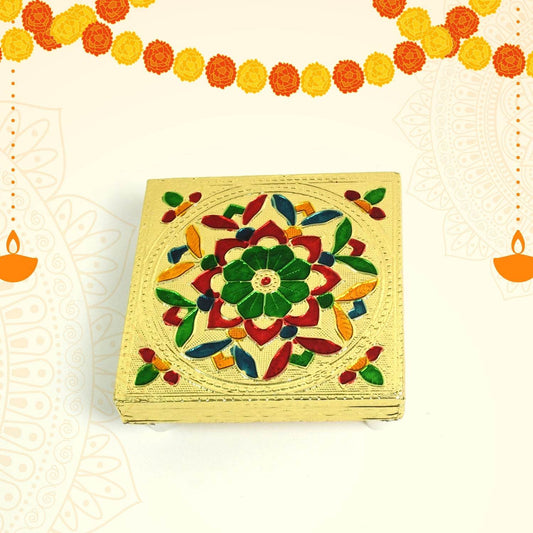 Handicraft Wood Chowki for Pooja , Wooden Bajot for Sitting, Multipurpose Stool (Multi color) (1 Pc) - infinityexculsivestore.com