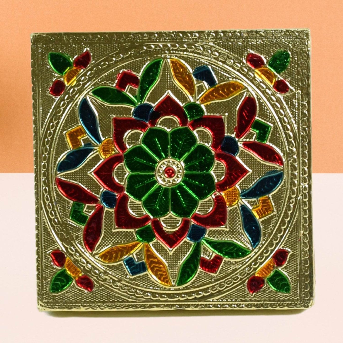 Handicraft Wood Chowki for Pooja , Wooden Bajot for Sitting, Multipurpose Stool (Multi color) (1 Pc) - infinityexculsivestore.com