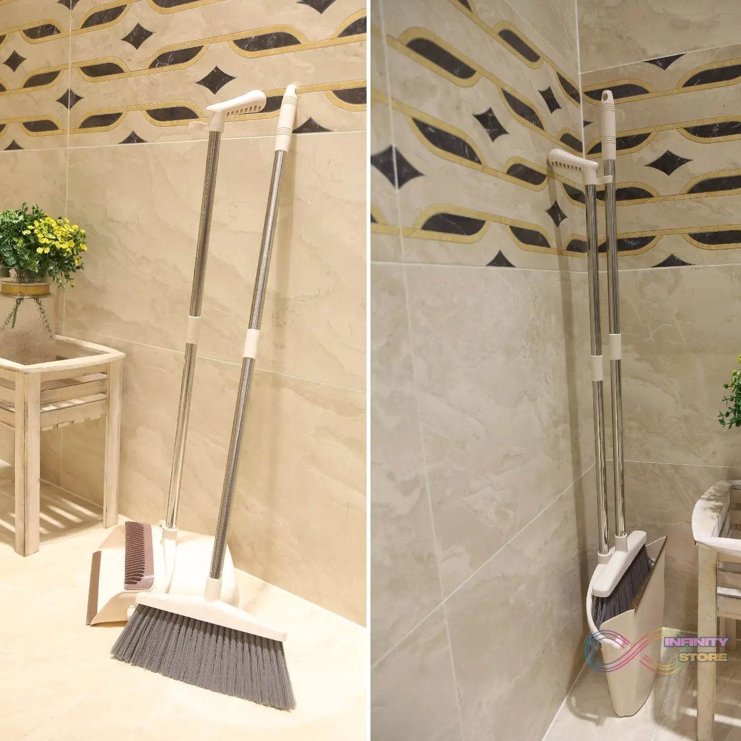 Handle Dustpan and Brush for Sweeping & Cleaning Dust Pan and Broom Handled - infinityexculsivestore.com