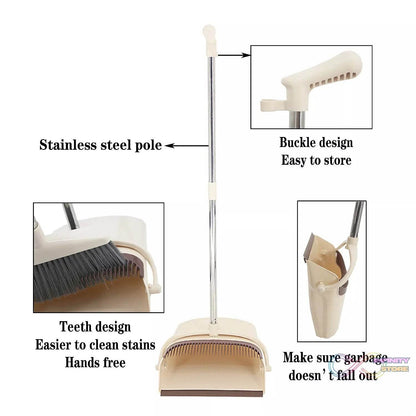 Handle Dustpan and Brush for Sweeping & Cleaning Dust Pan and Broom Handled - infinityexculsivestore.com