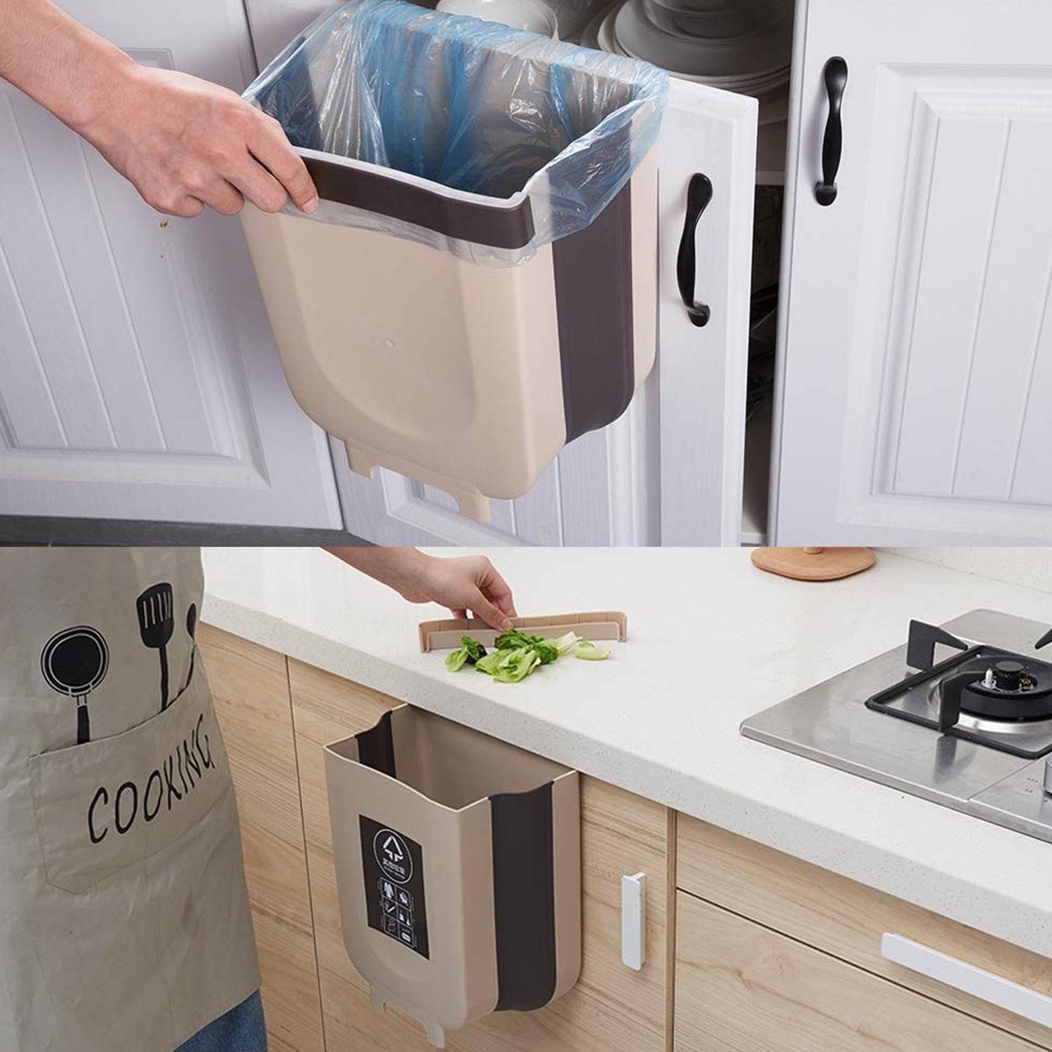 Hanging Trash Can for Kitchen Cabinet Door, Small Collapsible Foldable Waste Bins, Hanging Trash Holder for Bathroom Bedroom Office Car, Portable. - infinityexculsivestore.com