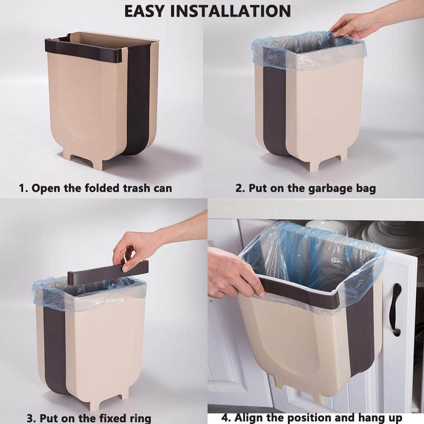 Hanging Trash Can for Kitchen Cabinet Door, Small Collapsible Foldable Waste Bins, Hanging Trash Holder for Bathroom Bedroom Office Car, Portable. - infinityexculsivestore.com