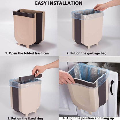 Hanging Trash Can for Kitchen Cabinet Door, Small Collapsible Foldable Waste Bins, Hanging Trash Holder for Bathroom Bedroom Office Car, Portable. - infinityexculsivestore.com