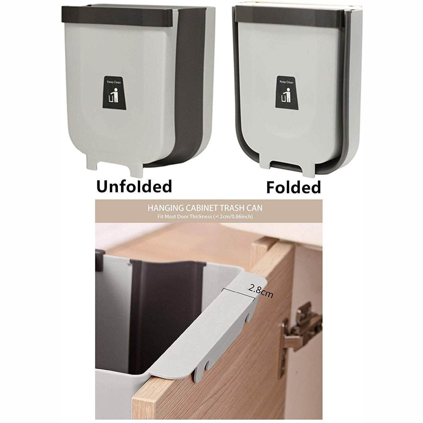 Hanging Trash Can for Kitchen Cabinet Door, Small Collapsible Foldable Waste Bins, Hanging Trash Holder for Bathroom Bedroom Office Car, Portable. - infinityexculsivestore.com
