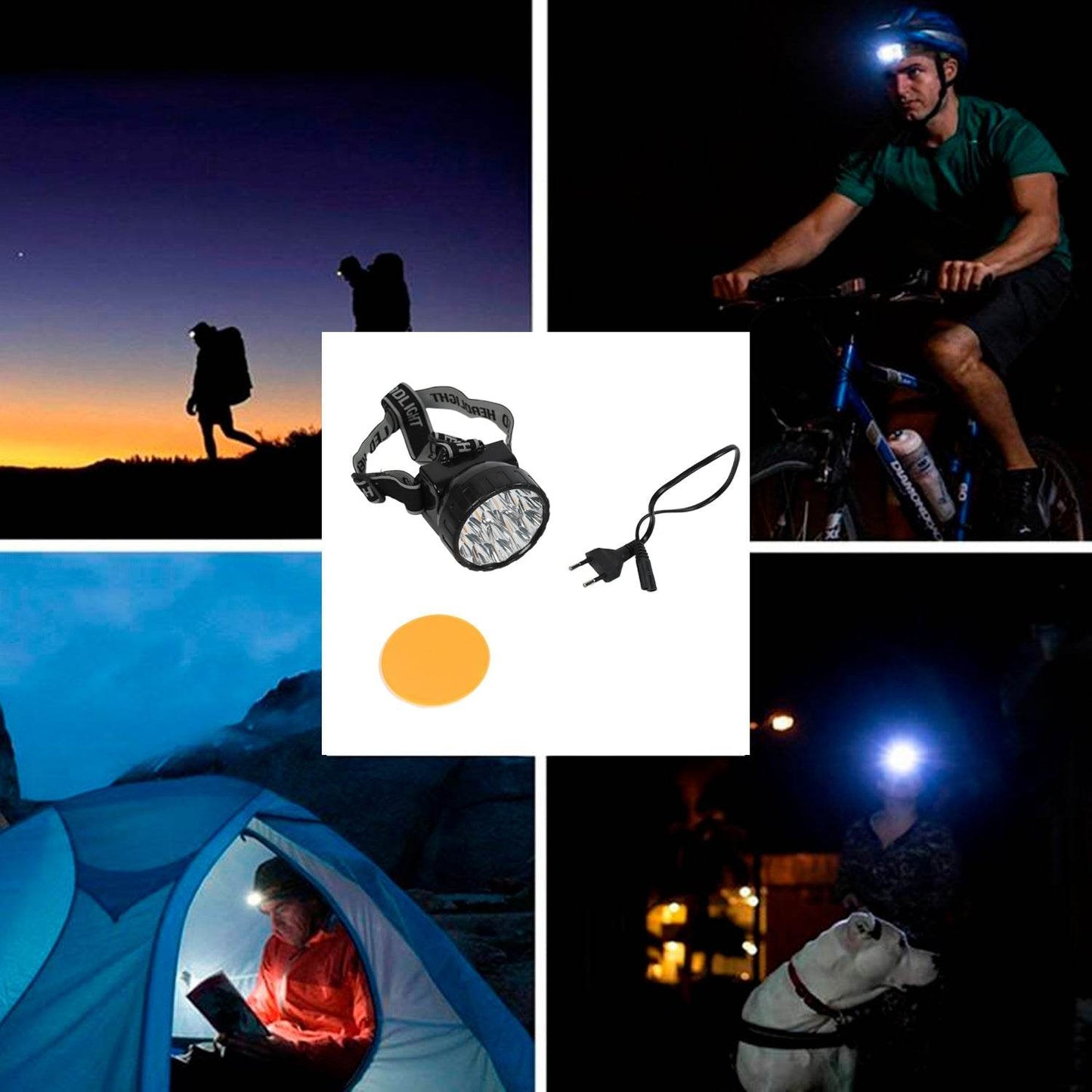 Head Lamp 15 Led Long Range Rechargeable Lamp Use For Camping, Hiking - infinityexculsivestore.com