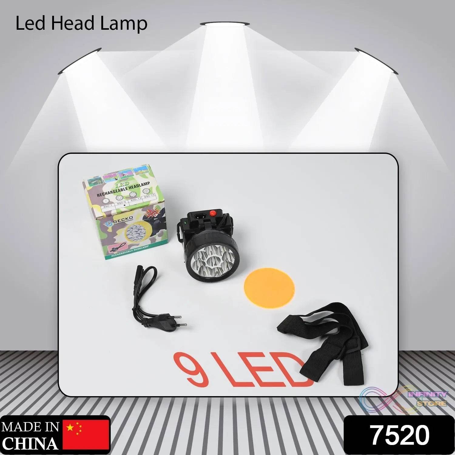 Head Lamp 9 Led Long Range Rechargeable Lamp Use For Farmers, Fishing - infinityexculsivestore.com