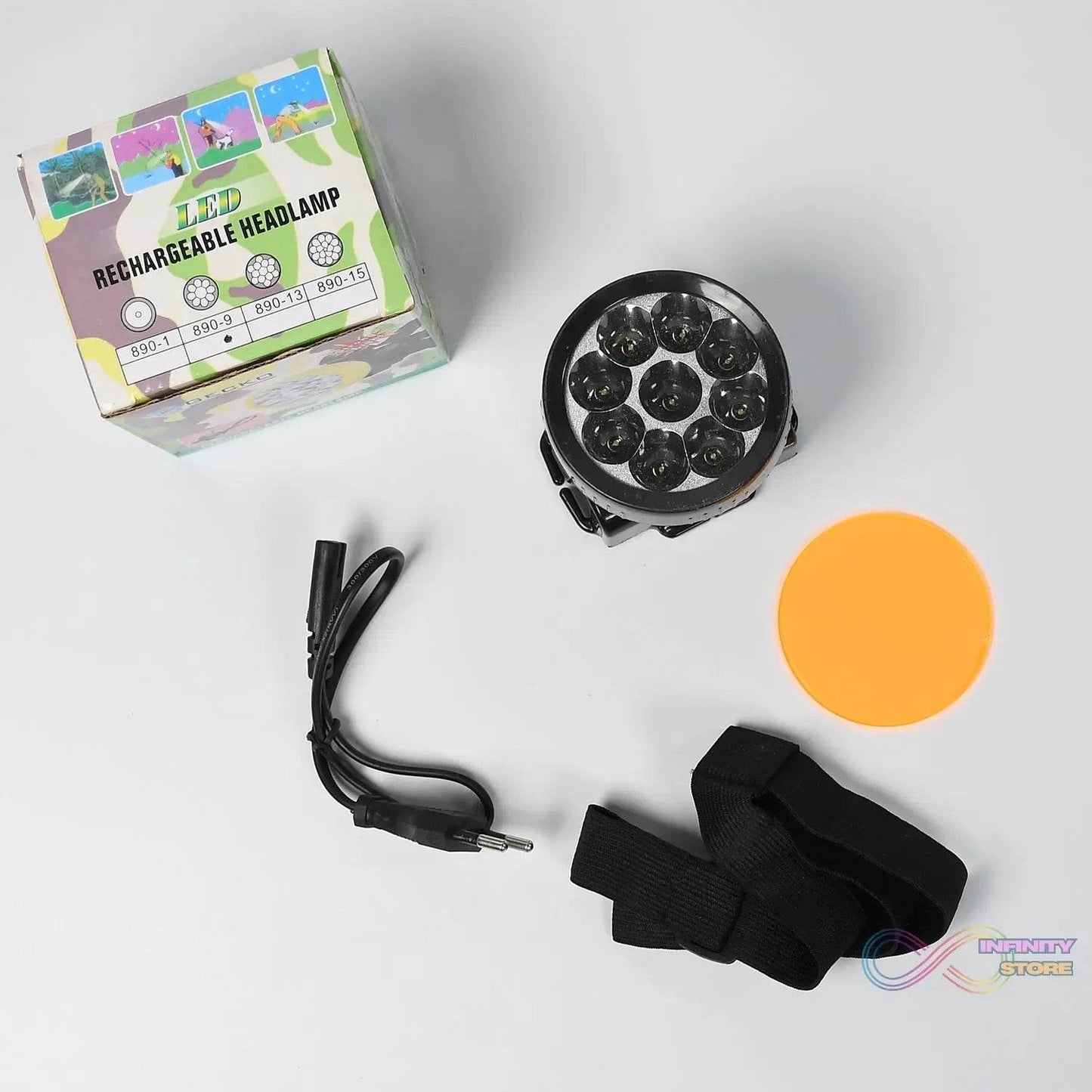 Head Lamp 9 Led Long Range Rechargeable Lamp Use For Farmers, Fishing - infinityexculsivestore.com