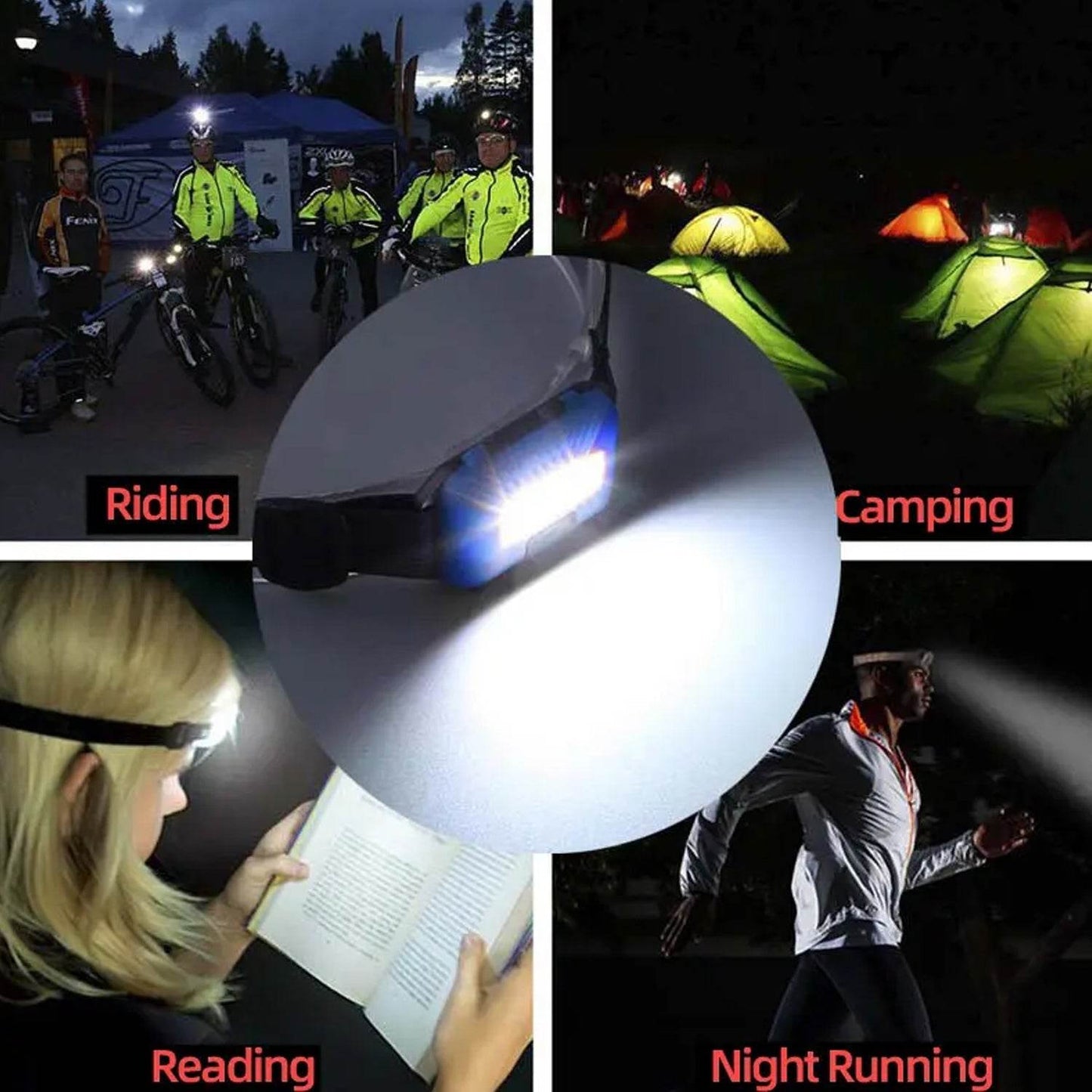 Head lamp Flashlight Waterproof Portable Lantern Headband Light Torch Lamp for Outdoor Camping Hiking Backpack Cycling, Running Hunting 10W Cob(1 Pc) - infinityexculsivestore.com