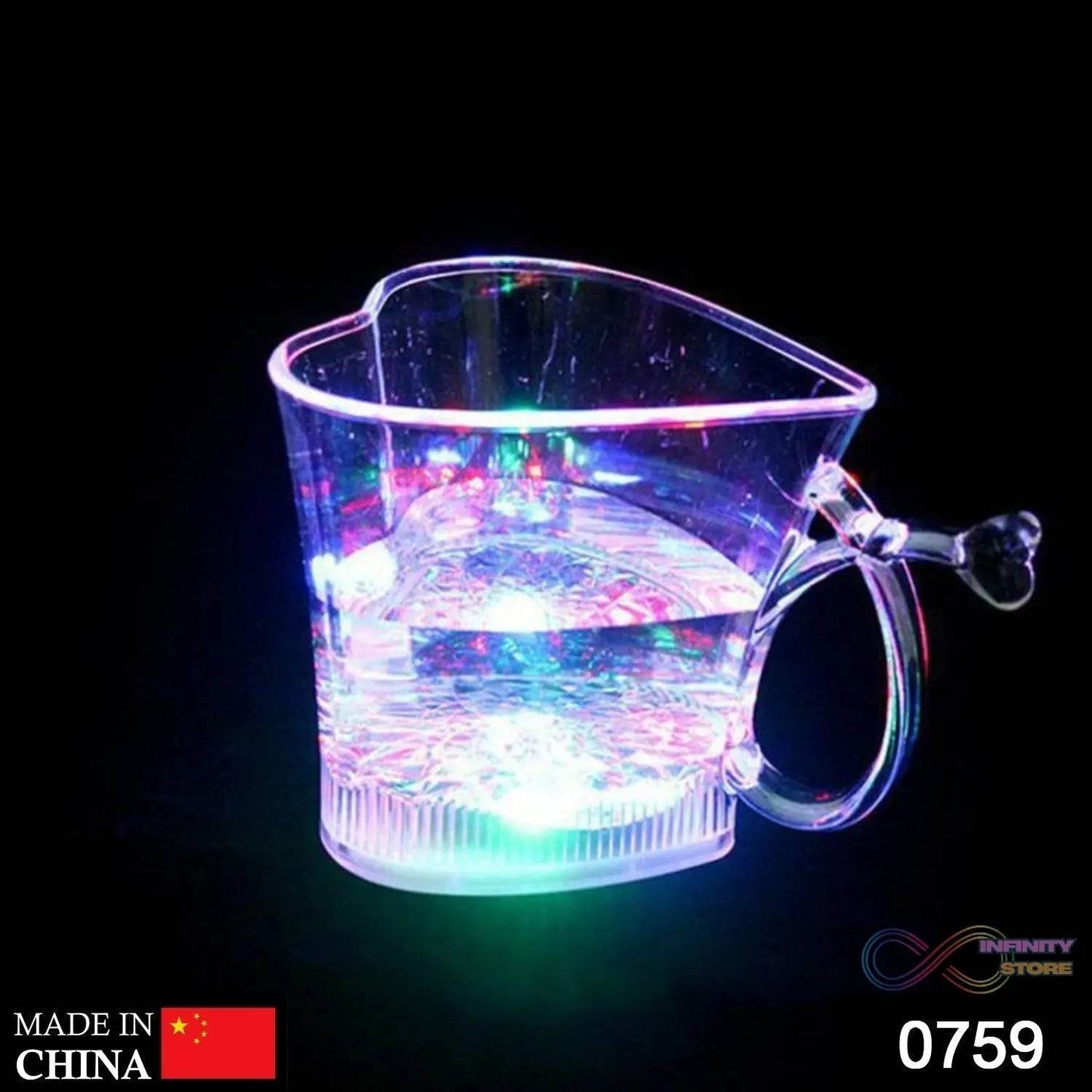 Heart Shape Activated Blinking Led Glass Cup - infinityexculsivestore.com