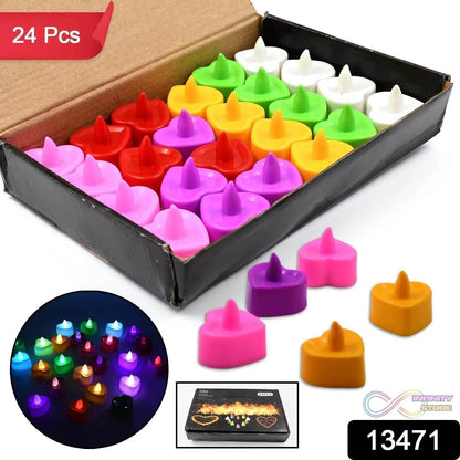 Heart Shape Battery Operated Tea Light LED Candles, for Decoration Use (24 Pc Set) - infinityexculsivestore.com