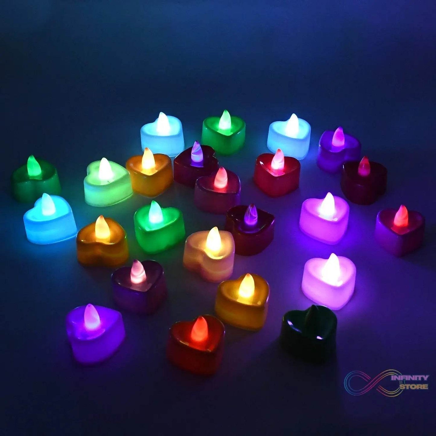 Heart Shape Battery Operated Tea Light LED Candles, for Decoration Use (24 Pc Set) - infinityexculsivestore.com