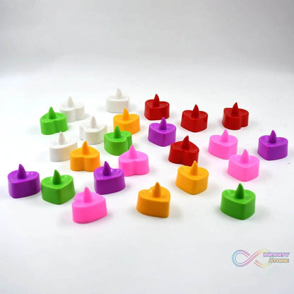 Heart Shape Battery Operated Tea Light LED Candles, for Decoration Use (24 Pc Set) - infinityexculsivestore.com