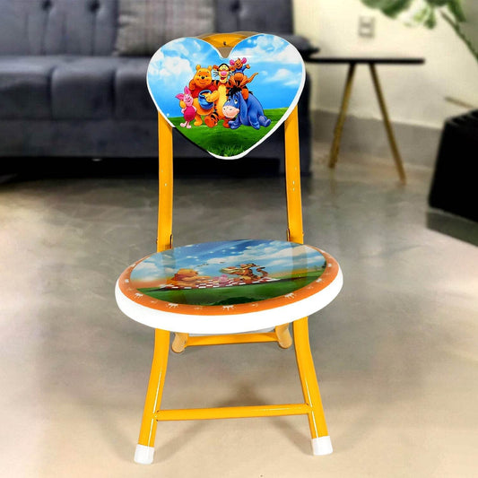 Heart Shape Kids Chair Cartoon Printed Foldable Kids / Children Folding Chair for Playrooms, Schools, Daycares, and Home. Metal and Fibre Body Picnic Beach Camping Chair (1 Pc) - infinityexculsivestore.com