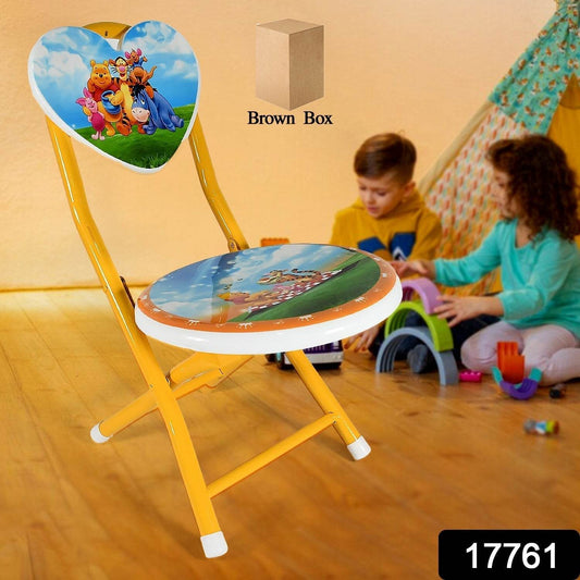 Heart Shape Kids Chair Cartoon Printed Foldable Kids / Children Folding Chair for Playrooms, Schools, Daycares, and Home. Metal and Fibre Body Picnic Beach Camping Chair (1 Pc) - infinityexculsivestore.com