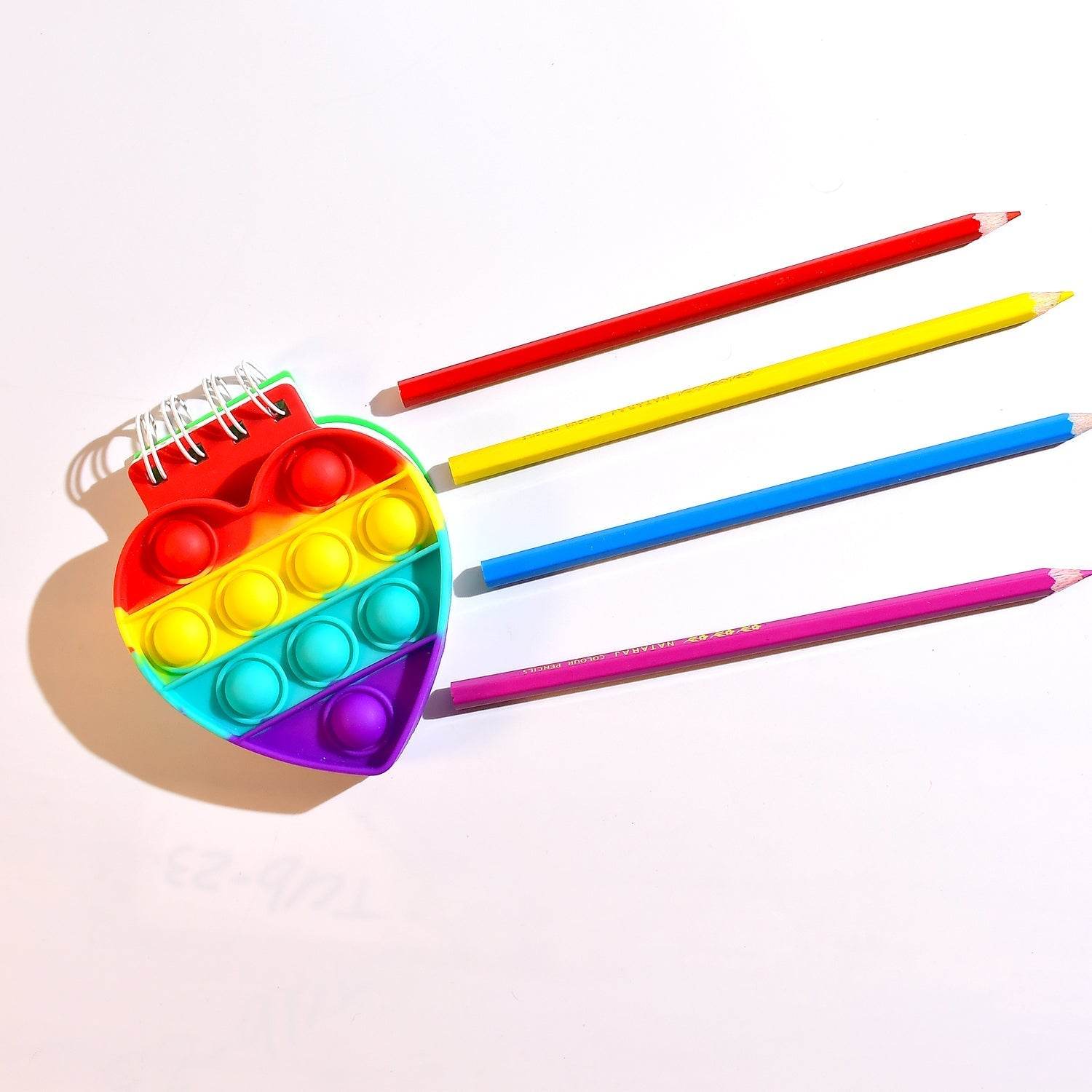 Heart pattern Pop it Fidget Spiral Notebook Bubble Push Pop Fidget Silicon Toy Book Stress Relief Anxiety School Stationery Notebook - infinityexculsivestore.com