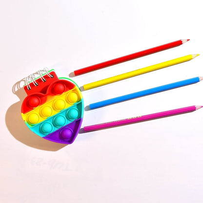 Heart pattern Pop it Fidget Spiral Notebook Bubble Push Pop Fidget Silicon Toy Book Stress Relief Anxiety School Stationery Notebook - infinityexculsivestore.com