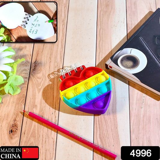 Heart pattern Pop it Fidget Spiral Notebook Bubble Push Pop Fidget Silicon Toy Book Stress Relief Anxiety School Stationery Notebook - infinityexculsivestore.com