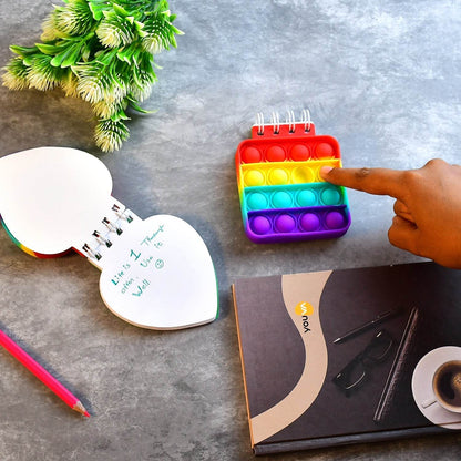 Heart pattern Pop it Fidget Spiral Notebook Bubble Push Pop Fidget Silicon Toy Book Stress Relief Anxiety School Stationery Notebook - infinityexculsivestore.com