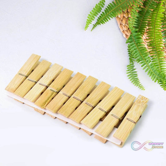 Heavy Duty Bamboo Wooden Cloth Clips / Pegs (10 Pcs Set) - infinityexculsivestore.com