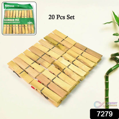 Heavy Duty Bamboo Wooden Cloth Clips / Pegs (20 Pcs Set) - infinityexculsivestore.com