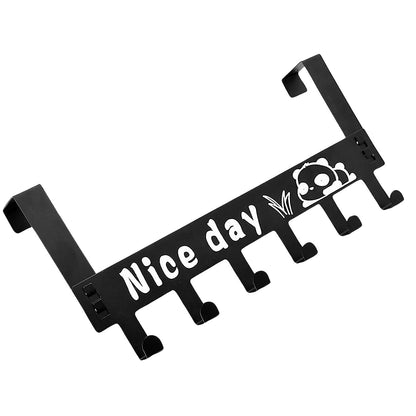 Heavy-Duty Carbon Steel Cartoon Nice Day Over Door Hook Hanger Rack, Towel Hanger, Removable Door Hook, Coat, Scarf, Cloths Hanger (1 pc / 6 Hook) - infinityexculsivestore.com