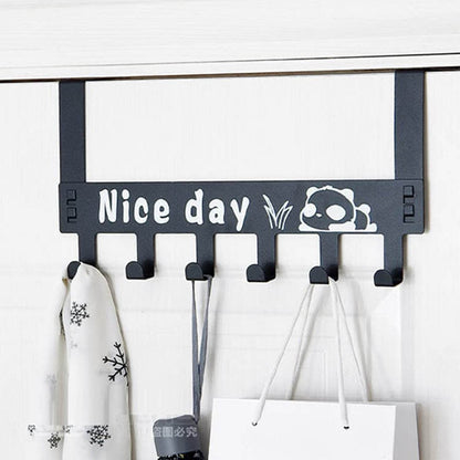 Heavy-Duty Carbon Steel Cartoon Nice Day Over Door Hook Hanger Rack, Towel Hanger, Removable Door Hook, Coat, Scarf, Cloths Hanger (1 pc / 6 Hook) - infinityexculsivestore.com