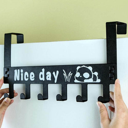Heavy-Duty Carbon Steel Cartoon Nice Day Over Door Hook Hanger Rack, Towel Hanger, Removable Door Hook, Coat, Scarf, Cloths Hanger (1 pc / 6 Hook) - infinityexculsivestore.com