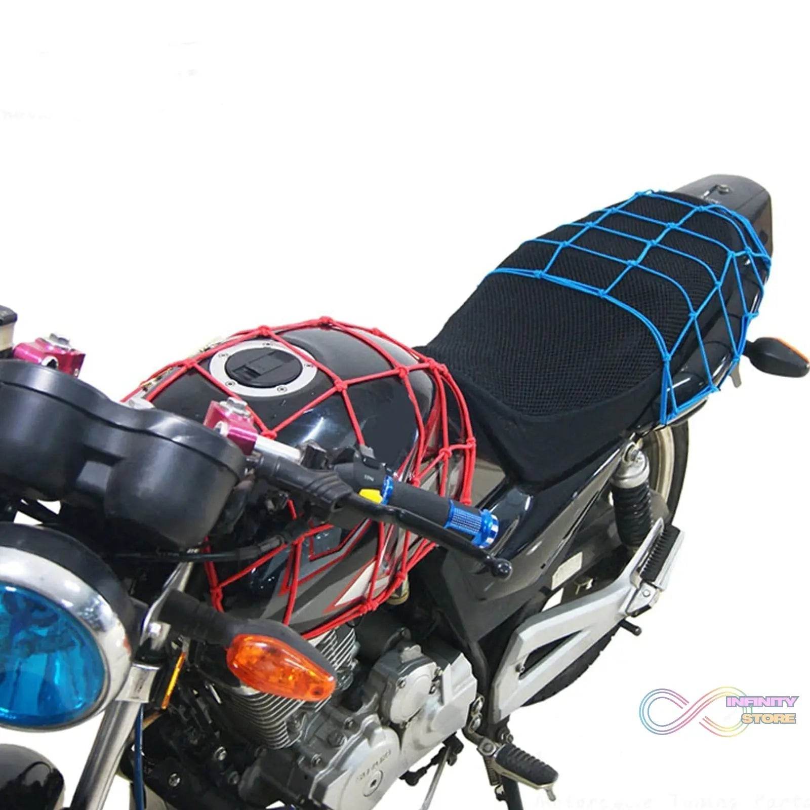 Heavy-Duty Elastic Bungee Cargo Net Mesh Holder - 4 Adjustable Hooks for Motorcycle Tank and Helmet, Octopus Holder for Backpacks and Helmets - infinityexculsivestore.com