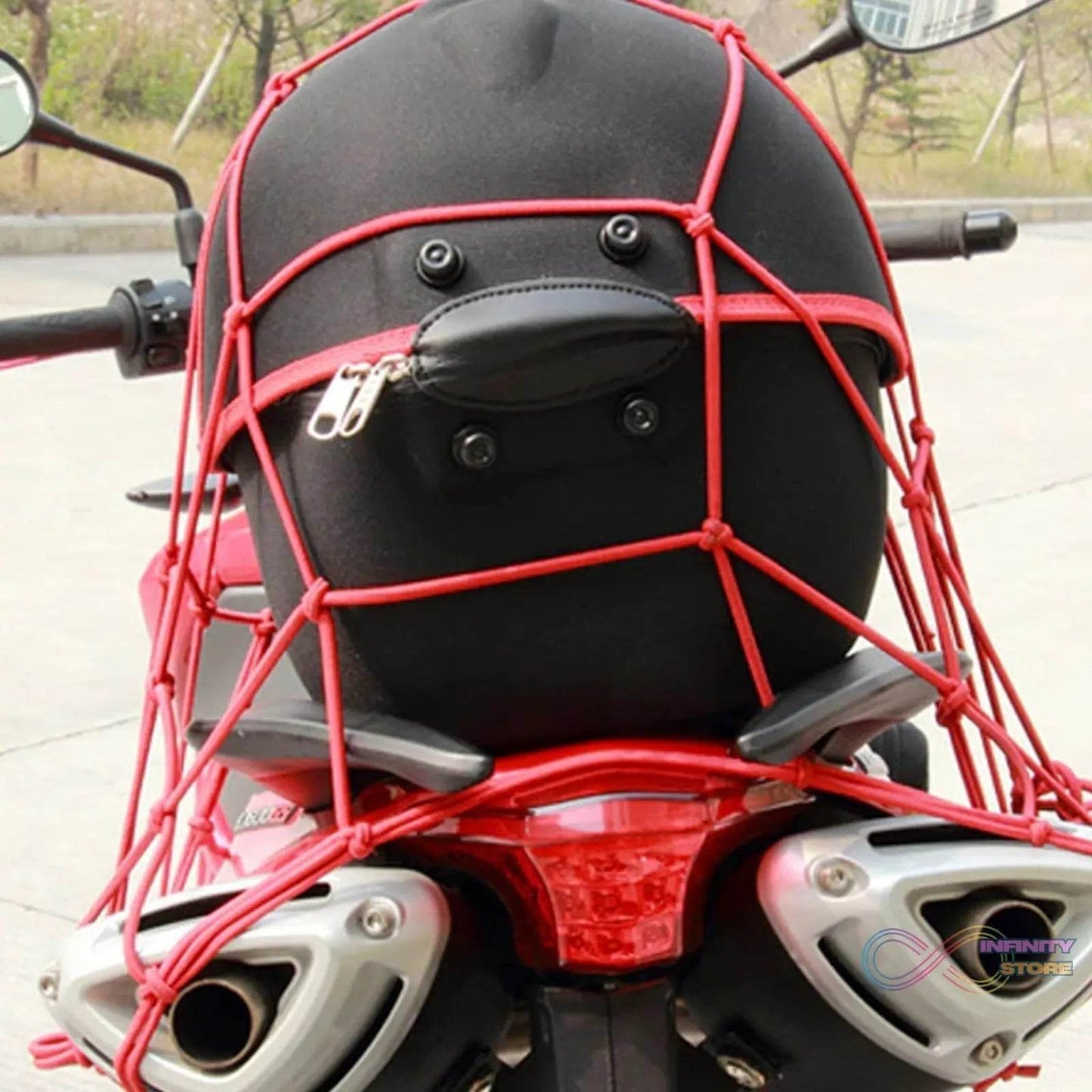 Heavy-Duty Elastic Bungee Cargo Net Mesh Holder - 4 Adjustable Hooks for Motorcycle Tank and Helmet, Octopus Holder for Backpacks and Helmets - infinityexculsivestore.com
