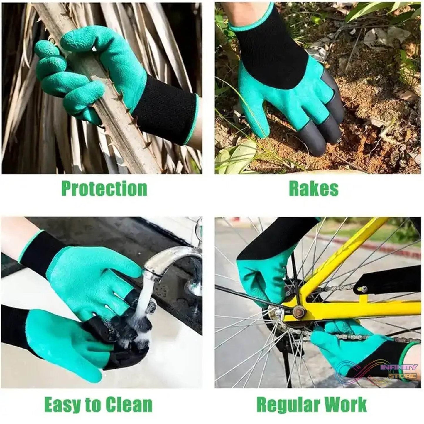 Heavy Duty Garden Gloves with Claws (Washable): 1 Pair (Mix Color) - infinityexculsivestore.com