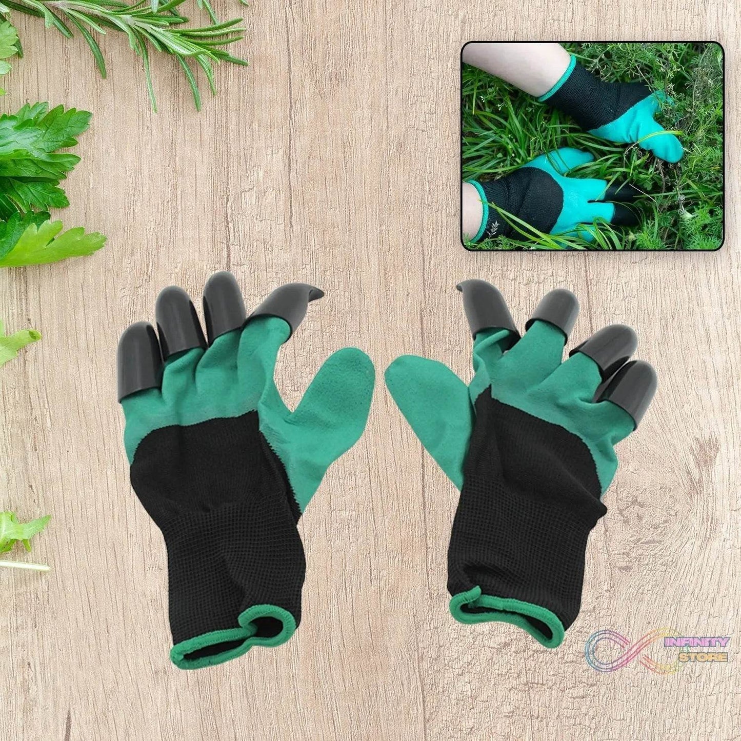 Heavy Duty Garden Gloves with Claws (Washable): 1 Pair (Mix Color) - infinityexculsivestore.com