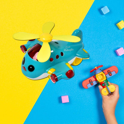 Helicopter Airplane Musical Toy - Electronic Moving Plane with Lights, for 6-18 Months, Encourages Crawling - infinityexculsivestore.com
