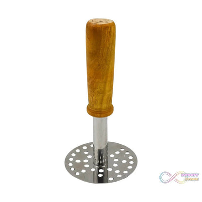 High Grade Stainless Steel Potato Masher Paubhaji / Pav Bhaji Masher with Wooden handle (1 Pc) - infinityexculsivestore.com