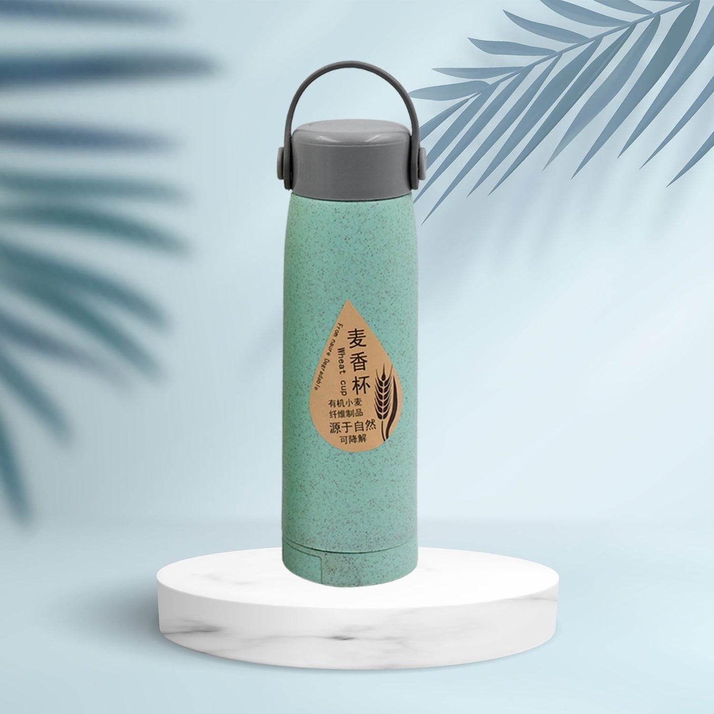 High Portable Water Bottle, Creative Wheat Fragrance Glass Bottle Water with Mobile Phone Holder Wide Mouth Glass Water 380ml (MOQ :- 80 pc) - infinityexculsivestore.com