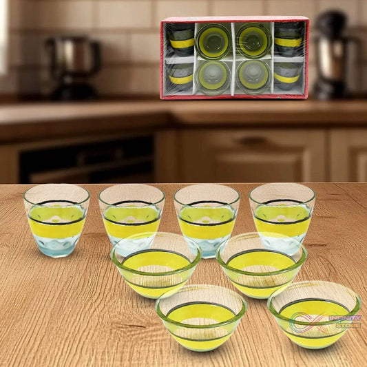 High Quality 4 Pc Glass & 4Pc Bowl Set, perfect choice For kitchen - infinityexculsivestore.com