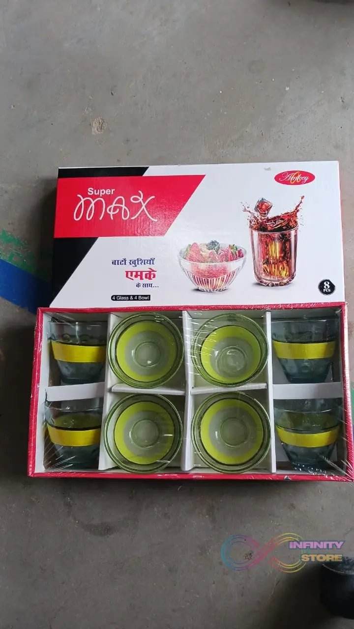 High Quality 4 Pc Glass & 4Pc Bowl Set, perfect choice For kitchen - infinityexculsivestore.com