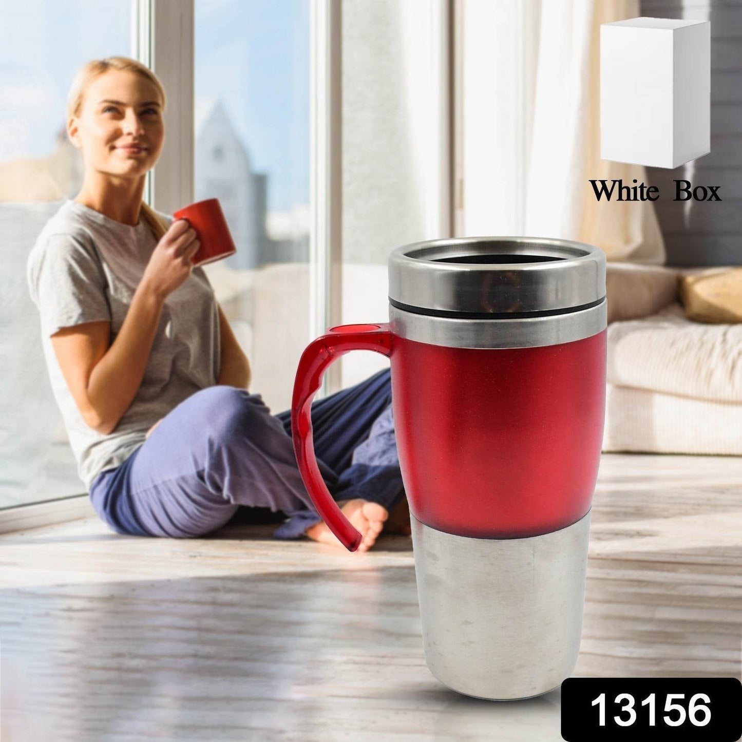 High Quality Stainless Steel Vacuum Glass Insulated Glass Coffee Cups Double Walled Travel Mug, Car Coffee Mug (With Lid & Handle / 1 Pc) - infinityexculsivestore.com