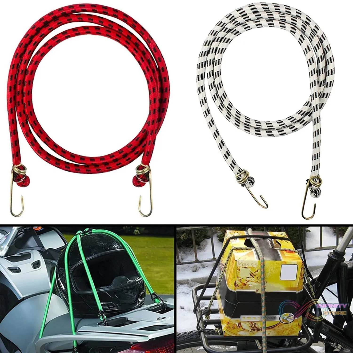 High Strength Elastic Bungee, Shock Cord Cables, Luggage Tying Rope with Hooks - infinityexculsivestore.com