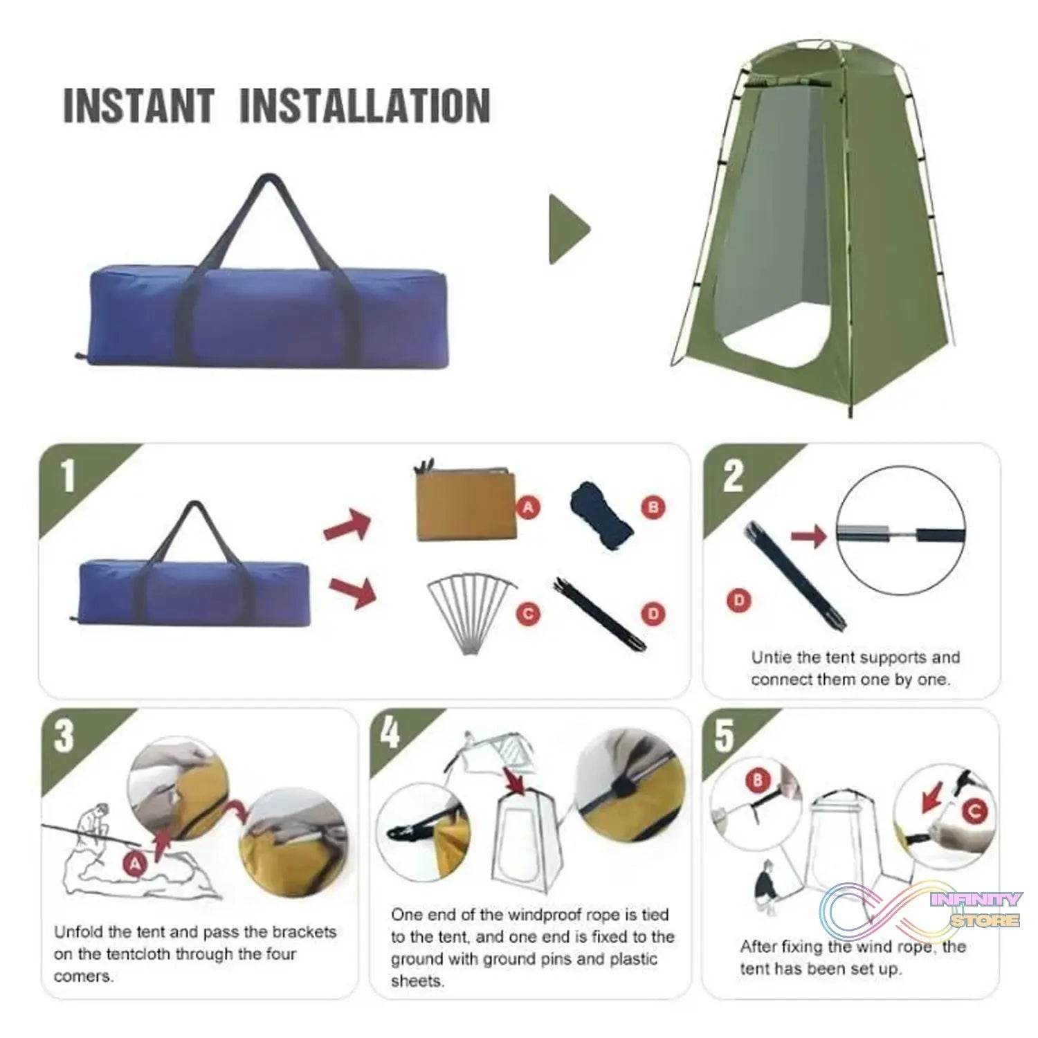Hiking Privacy Tent – Instant Portable Outdoor Shower Tent (1 Pc) - infinityexculsivestore.com